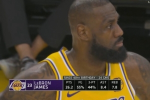 詹姆斯40岁之后20+次数超乔丹 场均26.2分8.4助7.8板&命中率55%