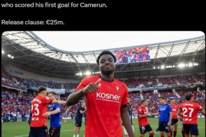 罗马诺：英超&西甲多队关注奥萨苏纳后卫博约莫，解约金2500万欧