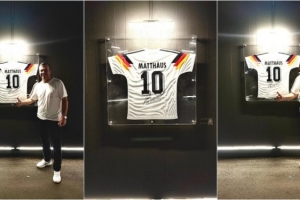 马特乌斯捐赠球衣在罗马奥林匹克球场展览，在这赢得世界杯欧洲杯